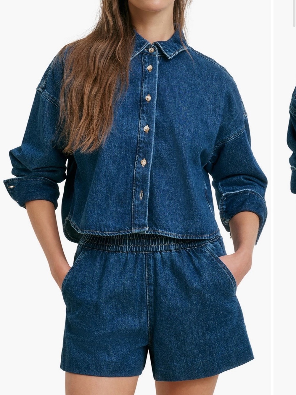 Denim Shirt crop ex boyfriend Deerfield wash NWT from this years collection